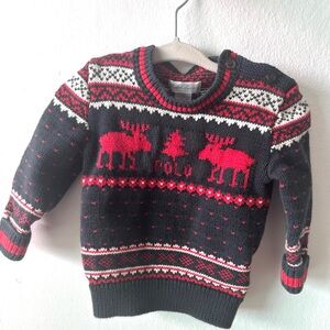 Ralph Lauren Black and Red Kid’s Sweater Christmas Cozy Knit